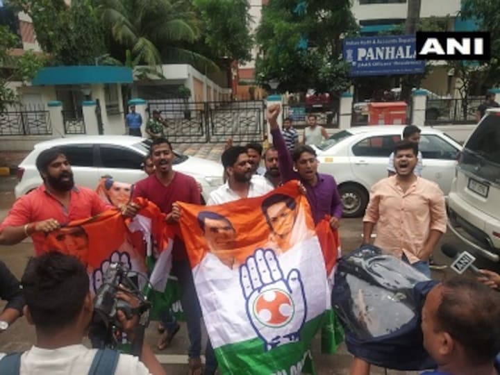 Security increased outside Mumbai hotel where ten disgruntled Karnataka MLAs are lodged after Congress workers protest
