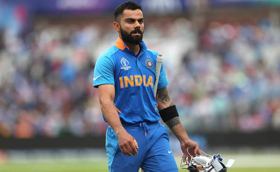 India skipper Virat Kohli departs after scoring just one run. This was a rare instance when all the openers, including KL Rahul and Rohit Sharma were dismissed for one run each. AP 
