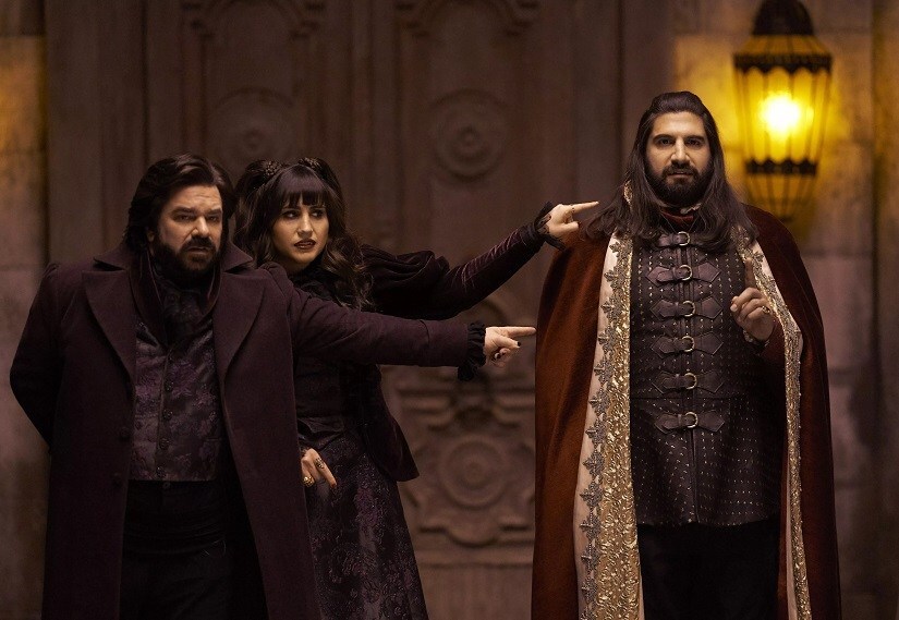 Matt Berry, Natasia Demetriou and Kayvan Novak in What We Do in the Shadows | FX