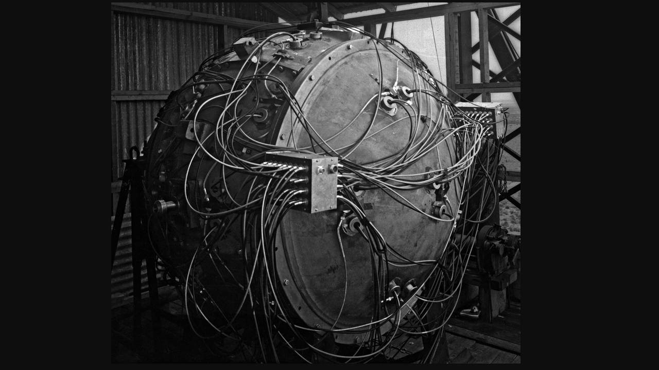 The Trinity test weapon. Image credit: Los Alamos National Laboratory