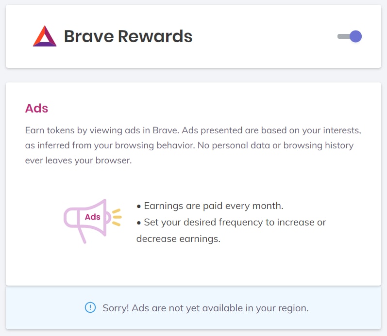 Brave Rewards on Brave browser.