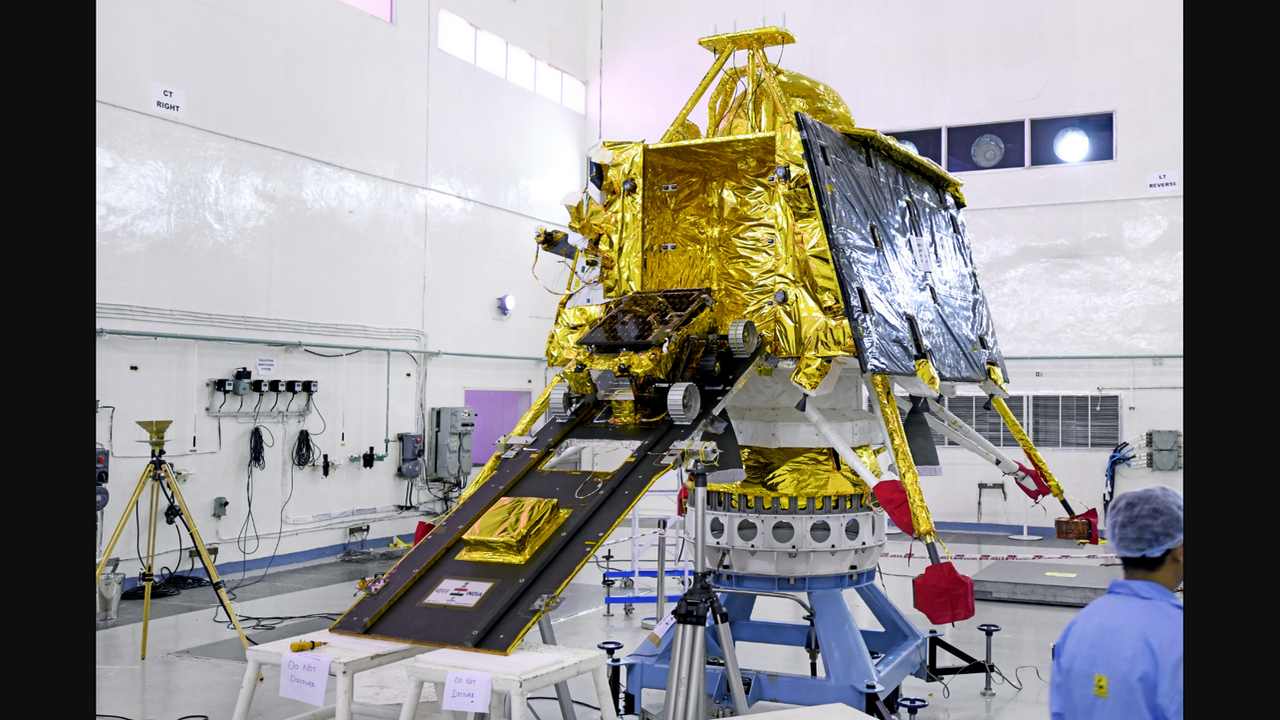 The Pragyan rover is being rolled into the Vikram Lander. Image credit: ISRO The Pragyan rover is being rolled into the Vikram Lander. Image credit: ISRO
