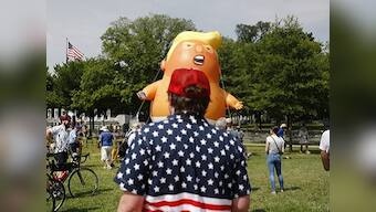 Donald Trump urges Americans to ‘stay true to the cause' in 4 July speech; protesters accuse US president of co-opting occasion