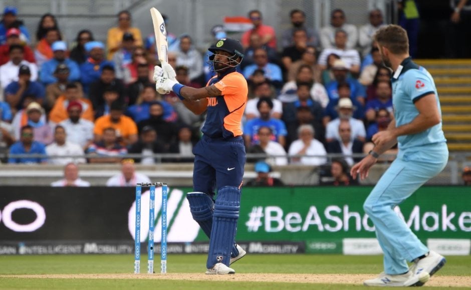 Hardik Pandya lost his wicket for 45 as he tried to keep up with the required run rate. AFP Hardik Pandya lost his wicket for 45 as he tried to keep up with the required run rate. AFP