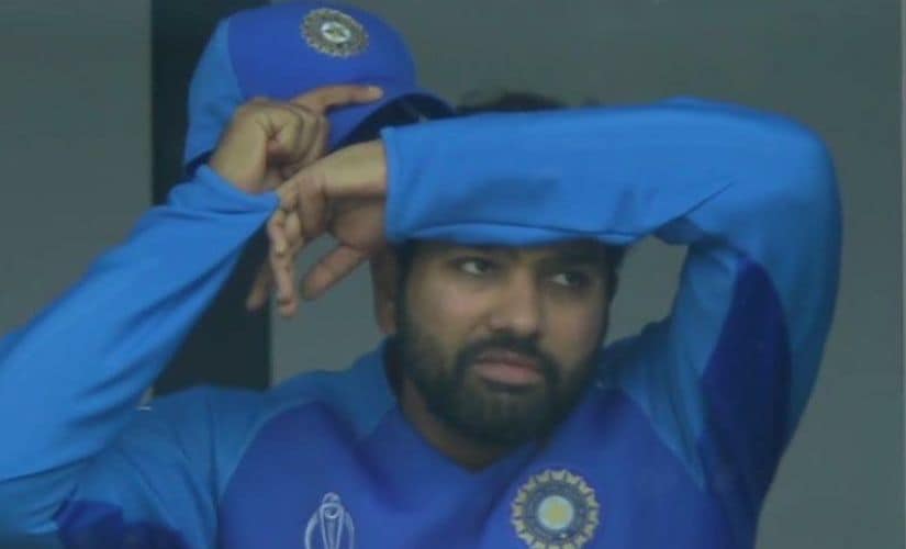 Rohit Sharma on the verge of breaking down during the first semi-final. Picture courtesy: Screengrab