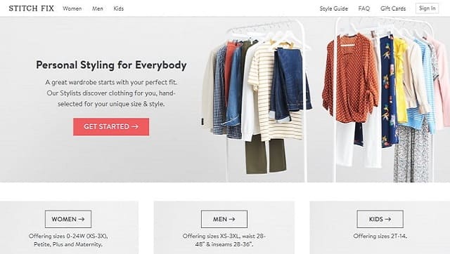The Stitch Fix website interface