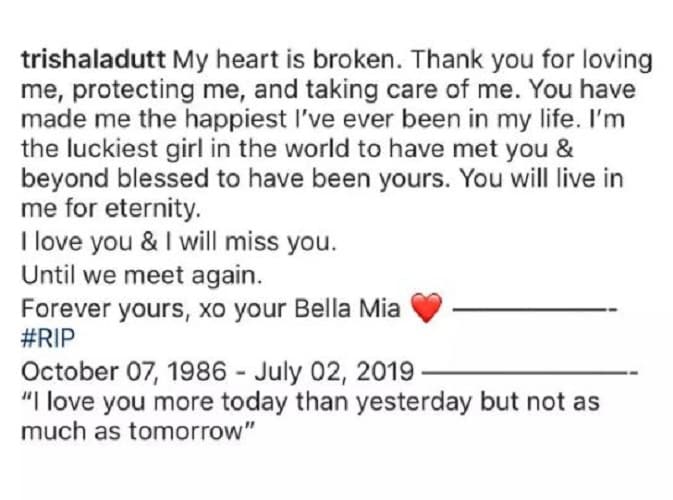 Sanjay Dutts daughter Trishala pens emotional tribute to boyfriend after his sudden demise
