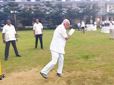 BS Yeddyurappa plays cricket with BJP legislators as Karnataka coalition govt struggles to stay afloat BS Yeddyurappa plays cricket with BJP legislators as Karnataka coalition govt struggles to stay afloat