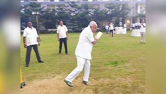 BS Yeddyurappa plays cricket with BJP legislators as Karnataka coalition govt struggles to stay afloat