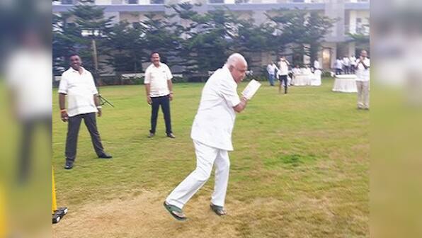BS Yeddyurappa plays cricket with BJP legislators as Karnataka coalition govt struggles to stay afloat