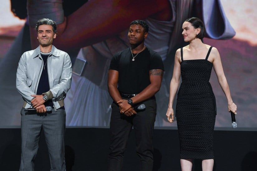 Oscar Isaac, John Boyega and Daisy Ridley at D23 Expo | The Walt Disney Company/Image Group LA)
