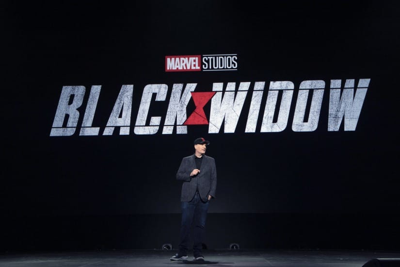 Kevin Feige speaks about the upcoming Black Widow film at D23 Expo | The Walt Disney Company/Image Group LA