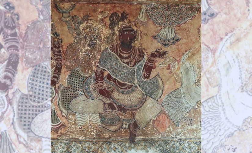 Vyasa's shoulder cloth with floral motifs