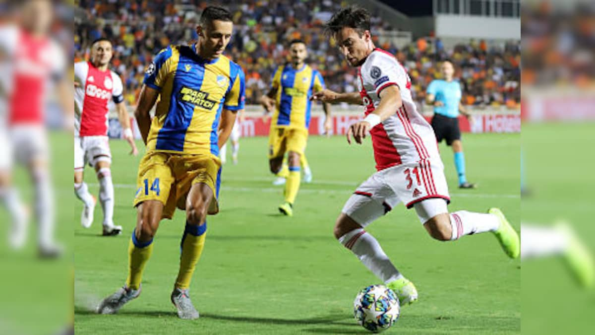 Champions League: 10-man Ajax held to goalless draw at APOEL in playoff round first-leg match; Slavia Prague beat CFR Cluj