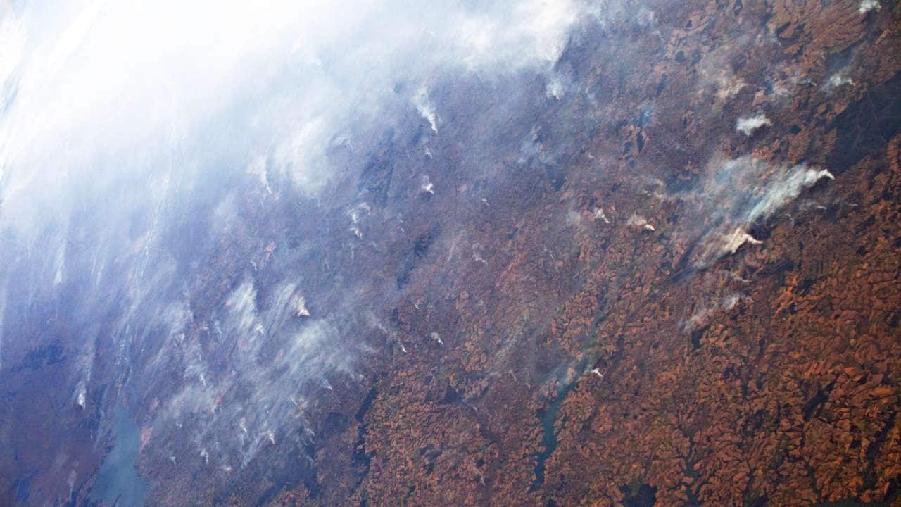 Amazon fires seen from the space station. Image: ESA/NASA