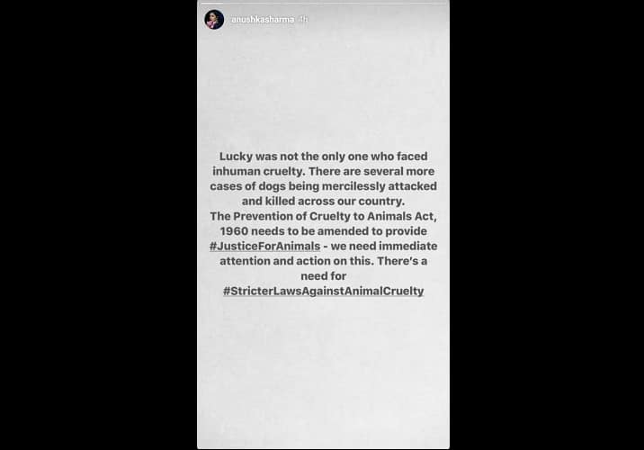 A screenshot of Anushka Sharma’s Instagram story