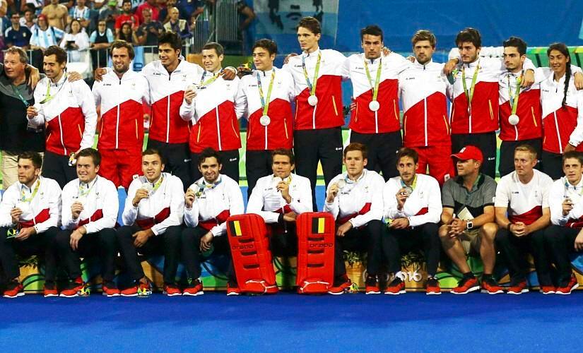 2016 Rio Olympics - Hockey - Men’s Victory Ceremony - Olympic Hockey Centre - Rio de Janeiro, Brazil - 18/08/2016. Belgium poses for photos with their medals. REUTERS/Vasily Fedosenko FOR EDITORIAL USE ONLY. NOT FOR SALE FOR MARKETING OR ADVERTISING CAMPAIGNS. - RIOEC8I1QEZF8