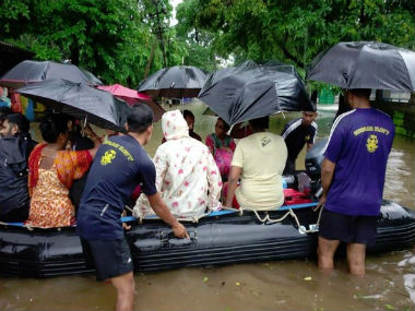 Karnataka rains: Navy rescues 300 stranded near Kadra dam; flood-like situation in many districts due to heavy downpour Karnataka rains: Navy rescues 300 stranded near Kadra dam; flood-like situation in many districts due to heavy downpour