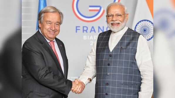 UN chief Antonio Guterres meets Narendra Modi on sidelines of G7 Summit, urges India and Pakistan to avoid escalation in Kashmir