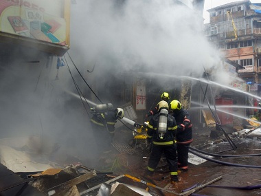 Four rescued, three firemen injured after major fire breaks out commercial building in Mumbai's Masjid area Four rescued, three firemen injured after major fire breaks out commercial building in Mumbai's Masjid area