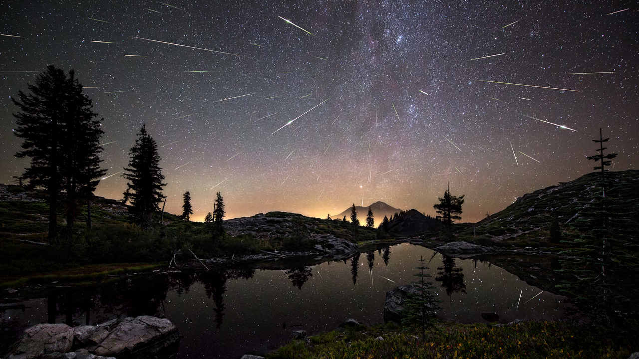 Perseid Meteors over Mount Shasta Image Credit: NASA/Brad Goldpaint