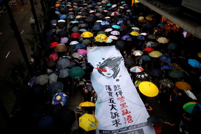 Police said only that the approved rally in the park reached an estimated 128,000 people, not including those packed into the many surrounding streets. AP