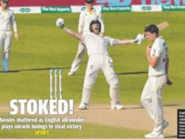 Ben Stokes celebrating England’s win. Image courtesy: Courier Mail newspaper