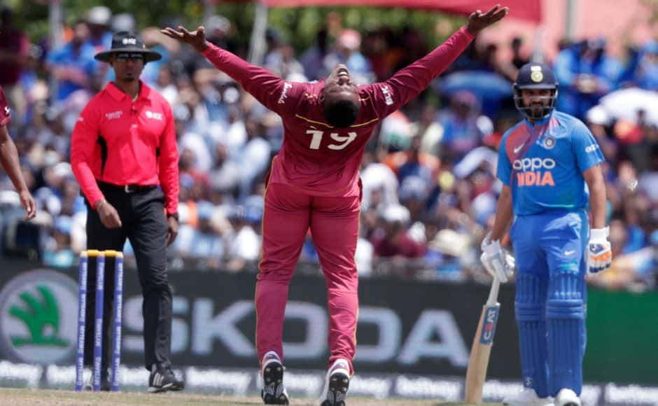 Defending a low total, the hosts removed Shikhar Dhawan, who was returning to international cricket after an injury he suffered during the early stages of the 50-over World Cup, for just 1 in the second over of the Indian innings. AP 