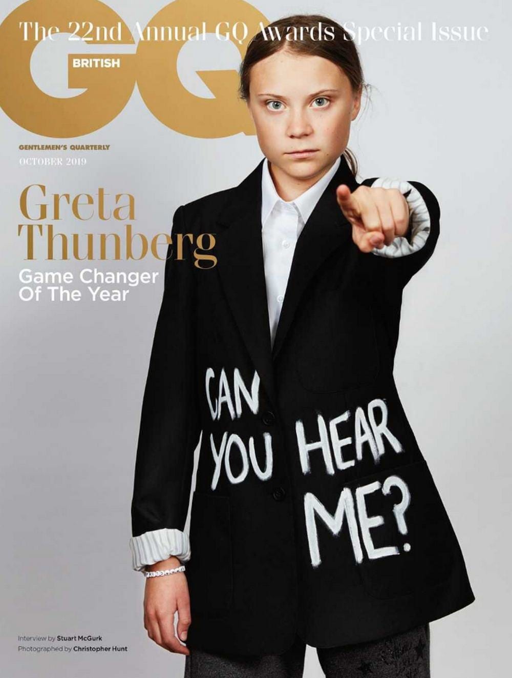 Greta Thunberg on the cover of GQ magazine. Image credit: Twitter
