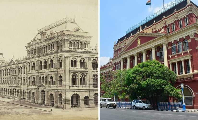 Then and now — Left: Calcutta's Writers' Building many moons ago (Image courtesy: The British Library, UK. As used in the University of Liverpool-Jadavpur University Timescape app) | Right: Writers' Building, Kolkata, 2010 (Image courtesy: Wikimedia Commons)