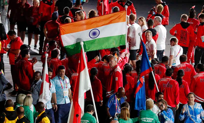Gold Coast 2018 Commonwealth Games - Closing ceremony - Carrara Stadium - Gold Coast, Australia - April 15, 2018 - Athletes of India, Trinidad and Tobago, Jamaica and Northern Ireland attend the closing ceremony. REUTERS/David Gray - HP1EE4F0SS6VC