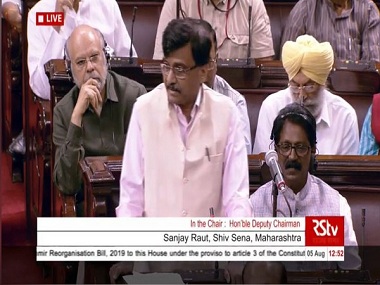 Centre scraps Article 370 in Jammu and Kashmir; Shiv Sena's Sanjay Raut in Parliament says Balochistan, PoK next Centre scraps Article 370 in Jammu and Kashmir; Shiv Sena's Sanjay Raut in Parliament says Balochistan, PoK next