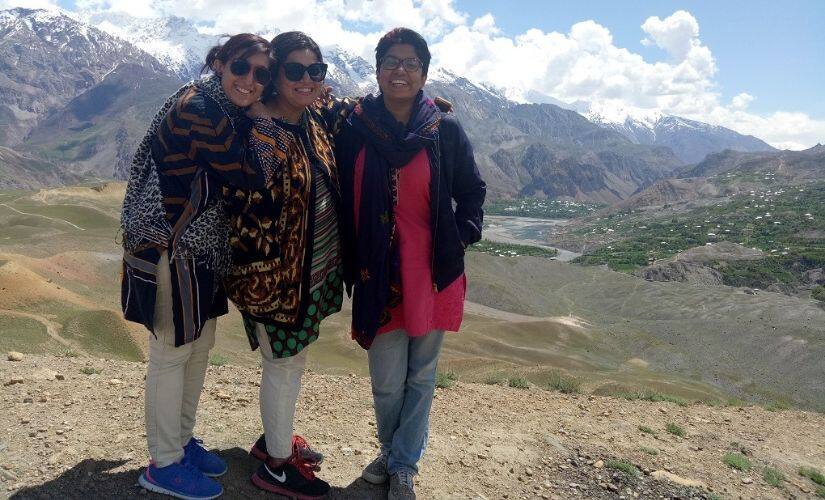 “Three lone girls” posing in Qaqlasht, Chitral. Image courtesy: Climate Stories Pakistan/National Geographic Society.