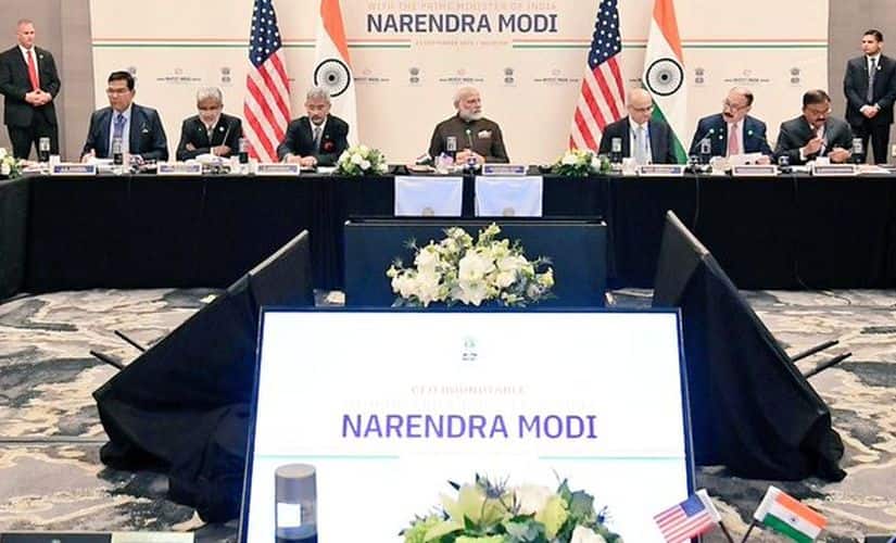 PM with top energy sector CEOs at a Roundtable meeting in Houston. Image: MEA/Twitter