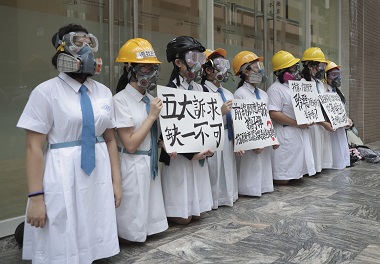Hong Kong students plan to strike on first day of school; wear gas masks, goggles and hard hats amid public protests Hong Kong students plan to strike on first day of school; wear gas masks, goggles and hard hats amid public protests