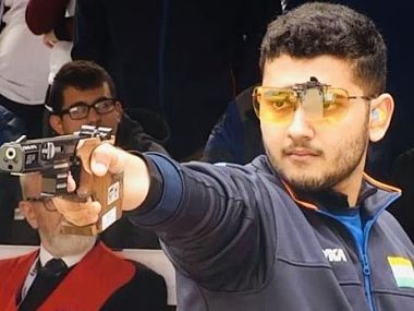 ISSF World Cup 2019: Anish Bhanwala, Adarsh Singh, Anhad Jawanda fail to enter 25m rapid fire pistol finals, miss Olympic quota ISSF World Cup 2019: Anish Bhanwala, Adarsh Singh, Anhad Jawanda fail to enter 25m rapid fire pistol finals, miss Olympic quota