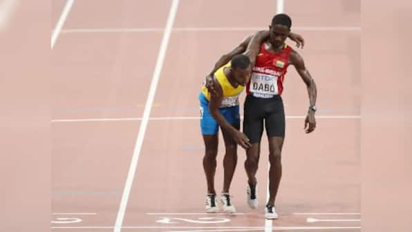 World Athletics Championships 2019: Braima Dabo's act of sportsmanship to help rival Jonathan Busby finish race wins day
