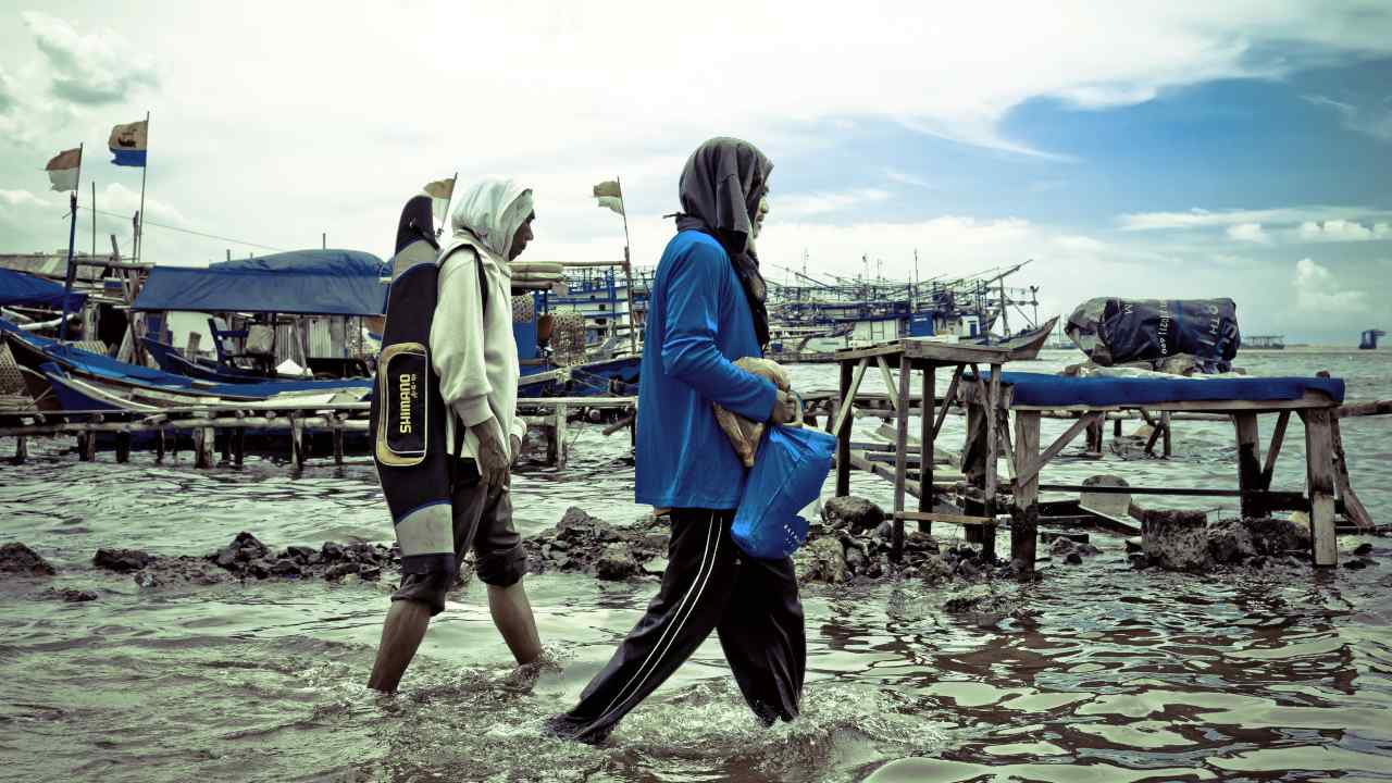 Coastal flooding in Jakarta, Indonesia. December 2017