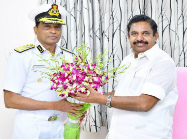 Indian Coast Guard chief Krishnaswamy Natarajan calls on Palaniswami, briefs him about initiatives taken to strengthen Tamil Nadu’s maritime domain Indian Coast Guard chief Krishnaswamy Natarajan calls on Palaniswami, briefs him about initiatives taken to strengthen Tamil Nadu’s maritime domain