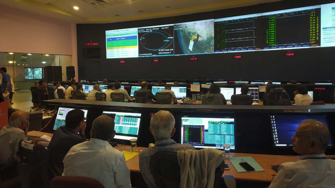 Glimpse inside ISRO's control room during landing module's first in-orbit manoeuvre on 3 September. Image: ISRO