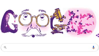 Google celebrates legendary microbiologist Hans Christian Gram turning 166 in today's Doodle