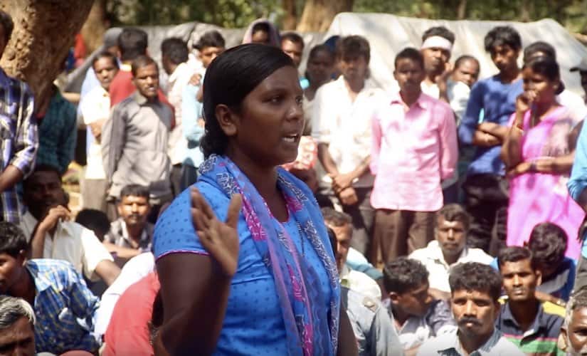 Anitha at the protest. Image courtesy: Pedepics Youtube channel