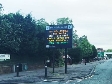 Ashes 2019: Manchester traffic board takes sandpaper dig at Australia ahead of fourth Test at Old Trafford Ashes 2019: Manchester traffic board takes sandpaper dig at Australia ahead of fourth Test at Old Trafford