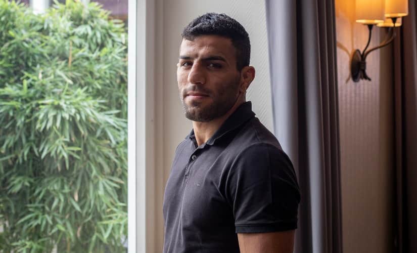 In this photo taken 12 September, 2019, Iranian judoka Saeid Mollaei poses for a portrait photo at an undisclosed southern city of Germany. (AP Photo/Michael Probst)