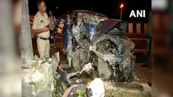 Three injured as overspeeding car hits divider in Delhi’s Mayur Vihar; police recover liquor bottles from accident spot