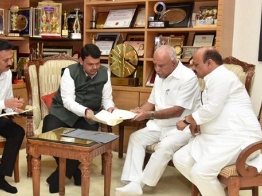 BS Yediyurappa meets Devendra Fadnavis in Mumbai; duo decides to set up panel for dam management in Karnataka, Maharashtra BS Yediyurappa meets Devendra Fadnavis in Mumbai; duo decides to set up panel for dam management in Karnataka, Maharashtra