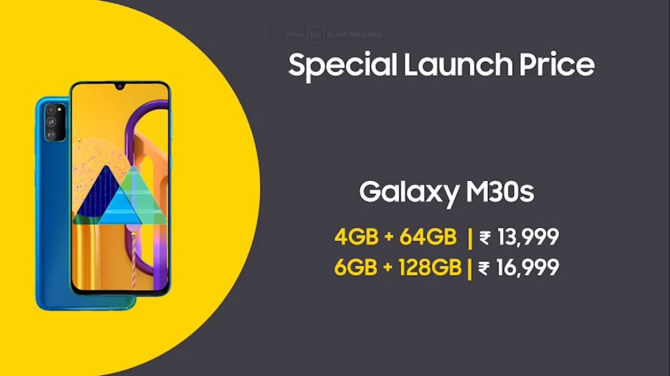 Samsung Galaxy M30s price.
