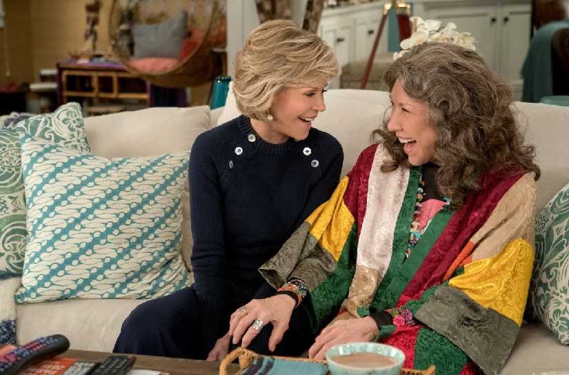 Jane Fonda and Lily Tomlin in and as Grace and Frankie. Image from Twitter @SeeWhatsNext