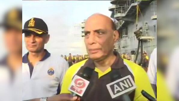 On board INS Vikramaditya, Rajnath Singh says terror threat along India’s coastline from 'nefarious neighbour' remains a possibility