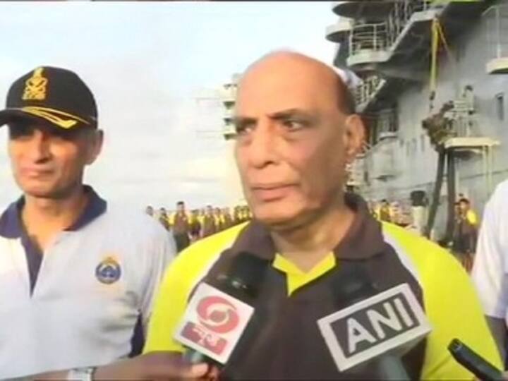 On board INS Vikramaditya, Rajnath Singh says terror threat along India’s coastline from 'nefarious neighbour' remains a possibility